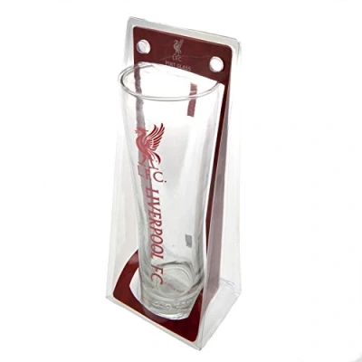 Image of Liverpool FC Official Wordmark Football Crest Peroni Pint Glass (One Size) (Clear/Red)