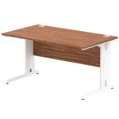 Image of Impulse 1400/800 Rectangle White Cable Managed Leg Desk MI001996