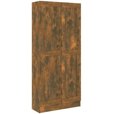 Image of vidaXL Book Cabinet Smoked Oak Engineered Wood Bookshelf Large Storage Capacity Versatile Home Office Furniture Assembly Required
