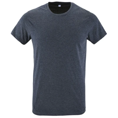 Image of SOLS Mens Regent Slim Fit Short Sleeve T Shirt (Heather Denim) Multicolour Cotton Size X Small