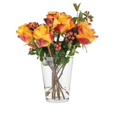 Image of TREND for HOME Wide Vase Flowers 19.5 cm Big Large Glass Vases Candles Neck Tulip Round Daffodils ⌀ 14.2 Alyssa