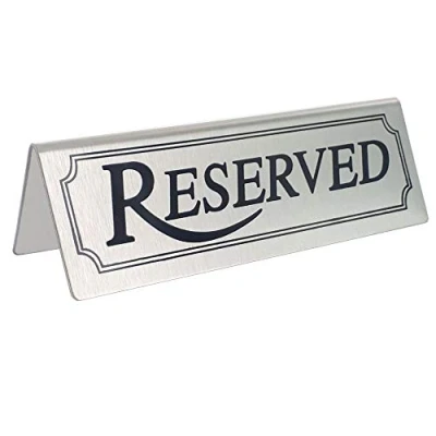 Image of 10 Stainless Steel Reserved Table Signs BarBits Tabletop Tent Type Sign Perfect for Restaurants, Bars, Cafe
