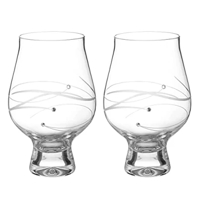 Image of DIAMANTE Gin Goblets &#039;Spiral&#039; Crystal and Tonic Glass Set of 2 (Spiral Swarovski)