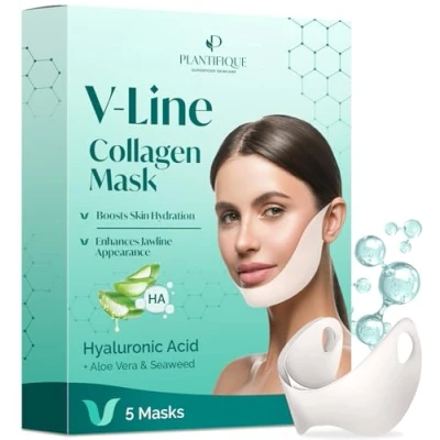 Image of Plantifique Face Mask V Line 5 PCS with Hyaluronic Acid Shape Tape for Skin Firming and Tightening Double Chin Jawline Women &amp; Men, Skincare Shaper