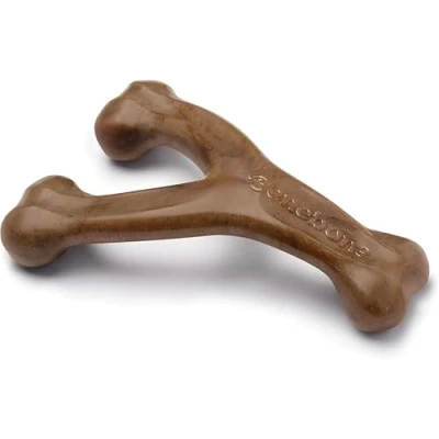 Image of Benebone Indestructible Wishbone Dog Chew Toy For Aggressive Chewers, Long Lasting Tough Boredom Breaker Dogs, Real Bacon Flavour, Small Made in the USA.