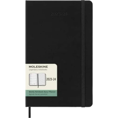Image of Moleskine Weekly Planner 2023 2024, 18 Month Agenda, Academic Diary, Diary with Hard Cover, Large Size 13 x 21 cm , Colour Black
