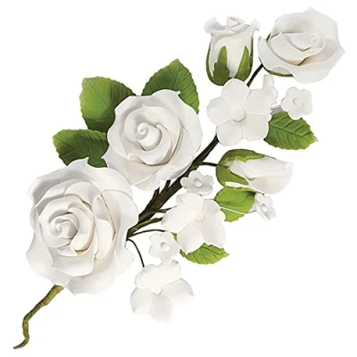Image of Art of Cake® Gum paste spray White Rose Flower for cake decoration (also known as Sugar ) 145mm long (Non edible)