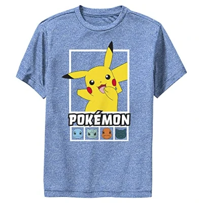 Image of Fifth Sun Pokemon Squares Team Boys Short Sleeve Tee Shirt, Royal Blue Heather, XL
