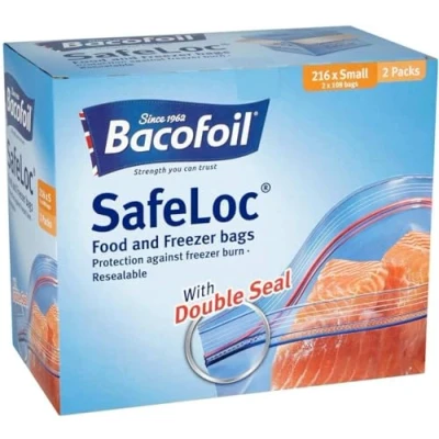 Image of BacoFoil Safeloc Food and Freezer Small Bags, 216 Pack (2 x 108), Husa