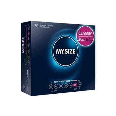 Image of MY.SIZE Classic Condoms Size 6 I 64 mm Width 36 Pieces Bulk Pack Premium Extra Thin True to Touch Gossamer 0.07 Wall Thickness Vegan for Men