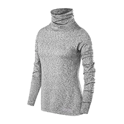 Image of TCA Girls&#039; Warm Up Long Sleeve Training Workout Funnel Neck Thermal Running Top with Thumbholes Quiet Shade Marl, 8 10 Years