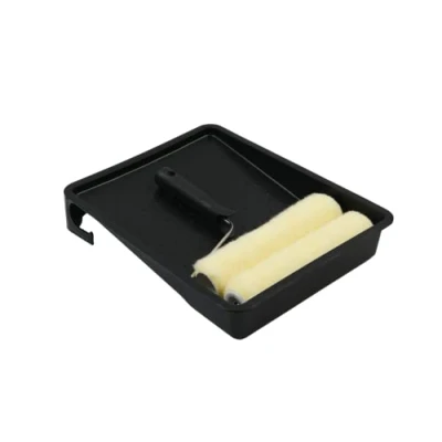 Image of Maxim 9&quot; Paint Roller and Tray Set with 10&quot; Black Tray, 2X Knitted Medium Pile Sleeve for Painting Walls &amp; Ceilings, 9 inch Metal Frame, Plastic Handle, Fits into Push Fit Extension Pole