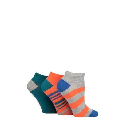 Image of SockShop Ladies Striped, Plain and Mesh Bamboo Trainer Socks Pack of 3 (UK, Numeric, 4, 8, Regular, Mandarin Striped)