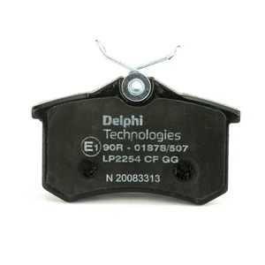 Image of 5C0698451D, 6R0698451 Brake pad set DELPHI LP2254 not prepared for wear indicator with anti squeak plate accessories VOLKSWAGEN: Golf 6, 7