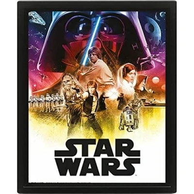 Image of Pyramid International 3D Collector Frame of The First Opus Star Wars IV and V A New Hope Empire Against Attack, 25.5 cm Long X 20 Wide