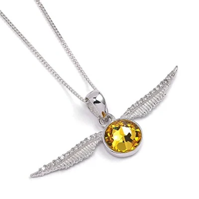 Image of Harry Potter Sterling Silver Crystal Golden Snitch Necklace