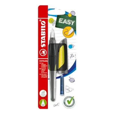 Image of Ergonomic School Fountain Pen STABILO EASYbuddy A Nib Pack of 1 Black/Lime