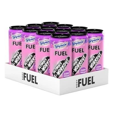 Image of Applied Nutrition BodyFuel Pre Workout Energy Drink Sugar Free, 200mg Caffeine, 1000mg Beta Alanine, 2000mg Citrulline, Vitamin B12 &amp; B3 (Pack of 12 Cans x 330ml) (Cosmic Candy)