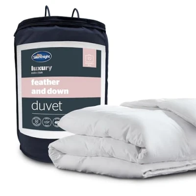Image of Silentnight Duck Feather and Down Duvet Luxury 10.5 Tog King Warm Cosy Quilt with Breathable Cotton Cover All Year Round Summer Winter Machine Washable