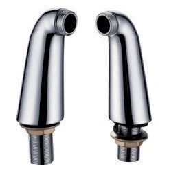 Image of Pair Of New 140mm (14 cm) Tall Stems Chrome Elbow Pillar Adapter Legs For A Bath Mixer Tap