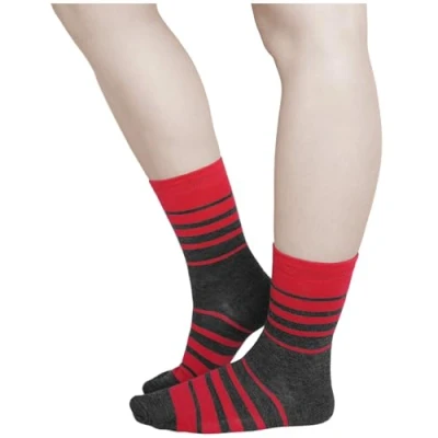 Image of vitsocks Women&#039;s MERINO Wool Everyday Fine Warm Socks (3 PAIRS) Soft Breathable Comfortable, 3 pack: striped grey red, 6 8