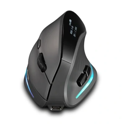 Image of zelotes Vertical Wireless Mouse, Bluetooth Mouse with Screen, Rechargeable, 7 Buttons, 4000DPI, Ergonomic Portable for PC, Tablets, Laptop