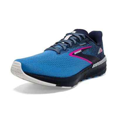 Image of BROOKS Women&#039;s Launch GTS 10 Sneaker, Peacoat/Marina Blue/Pink Glo, 4 UK