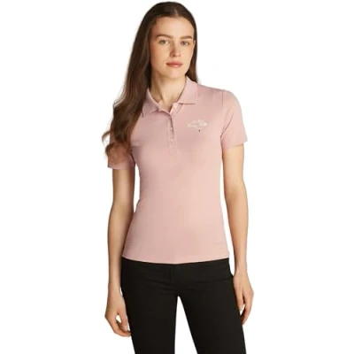 Image of Tommy Hilfiger SLIM Script Graphic Polo shirt, Women&#039;s, Size: Large, Foggy pink
