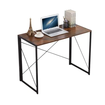 Image of House Of Home Folding table Rustic brown with black Frame