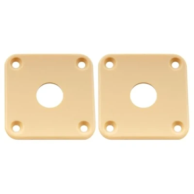 Image of Musiclily Pro Plastic Curved Jack Plate Square Jackplates Compatible with USA Les Paul Epiphone Guitar, Cream(Set of 2)