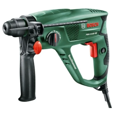 Image of Bosch Home and Garden 06033A9370 Rotary Hammer Pbh 2100 Re, 550 W, Sds Plus Chuck For Fast, Keyless Accessory Changes, In Carrying Case, Green