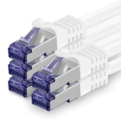Image of 1aTTack.de Cat.7 Lan Ethernet cable 2m white Cat7 Network 10GBASE T 10000 Mbps SFTP PIMF patchcable RJ45 plug