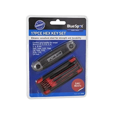 Image of Blue Spot 15182 Hex Key Set SAE/Metric (17 Pieces)