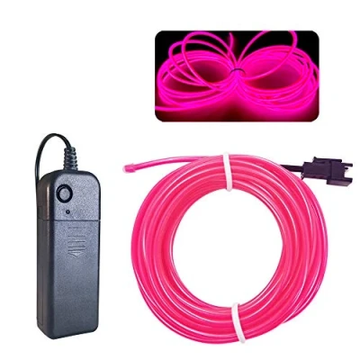 Image of Balabaxer EL Wire Pink, 16.4ft/5M Neon Lights Noise Reduction Portable Glowing Strobing Electroluminescent for Parties, Halloween, DIY Decoration