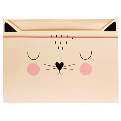 Image of Elastic Folder A4 Sturdy Cardboard Soft Touch Feel Printed Inside and Outside Funny Shape for Kids Cat