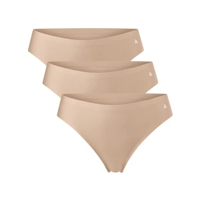 Image of DANISH ENDURANCE 3 Pack Women&#039;s Invisible Thong Knickers, No show Panties, Workout Underwear Beige XL