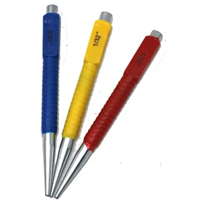 Image of 3 x fiXte Nail Punch Set Carbon Steel Colour Coded Handles 1/32&quot;, 1/16&quot;, 3/32&quot; (1.5mm, 2mm and 3mm)