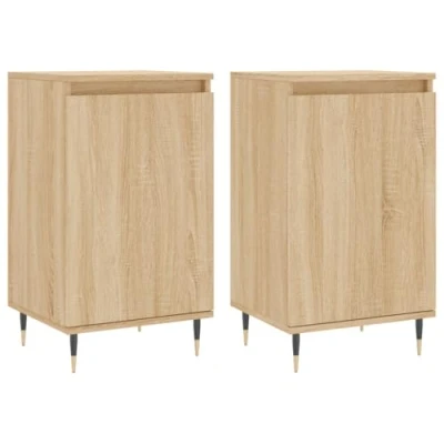 Image of vidaXL Modern Sonoma Oak Sideboards Set of 2 Engineered Wood Stylish Cabinets with Metal Legs Space Saving &amp; Multi Functional Storage Furniture for Living Room, Brown