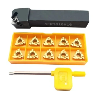 Image of 5/8&quot; SER1616H16 CNC Lathe Carbide Indexable Threading Turning Tool Holder With 10PCS 16ER AG60 Insert blade……