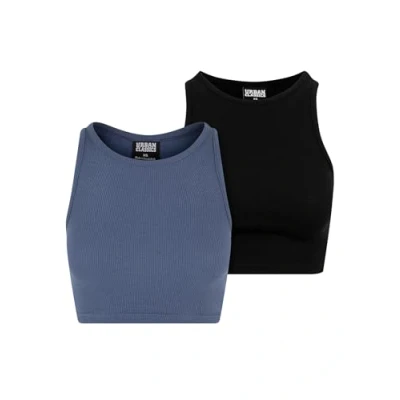 Image of Urban Classics Cropped 2PACK Top, Women&#039;s, Size: 3XL, Vintageblue black