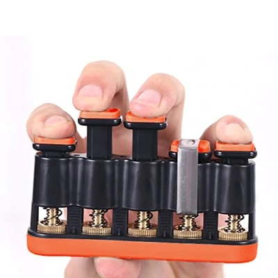 Image of Alnicov Finger Strengthener,Guitar Beginner Exercier,Hand Grip Strength Trainer for Guitar,Piano,Trigger Training(Orange)