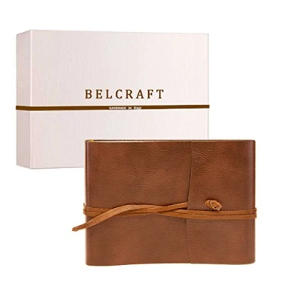 Image of Tivoli Medium Recycled Leather Bound Photo Album, MADE IN ITALY, Memory Scrapbook, Picture Album 6x4, Gift Idea &amp; for Family, A5 (16x21 cm) Tan