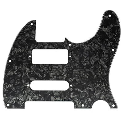 Image of Musiclily Pro 8 Holes Guitar Pickguard for Brent Mason Tele Style Electric Guitar, 4ply Black Pearl