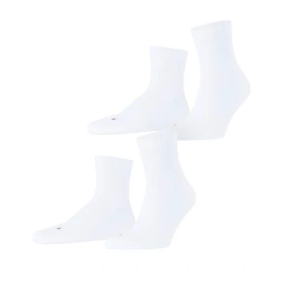 Image of FALKE Unisex Run 2 Pack U SSO Cotton Plain Pairs Socks, White (White 2000), 2.5 3.5