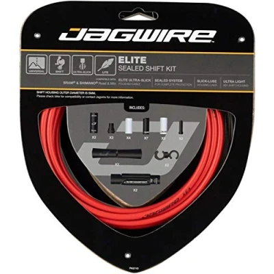 Image of Jagwire Elite Sealed Shift/Gear Cable Kit (x2 Cables) Red