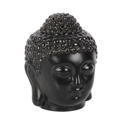 Image of Buddha Head Oil Burner Black H13cm x W10.5cm D11cm