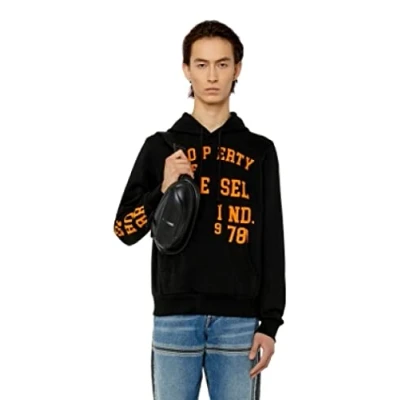 Image of Diesel_S GINN HOOD K32 FELP_SWEATSHIRT_Black_XXL