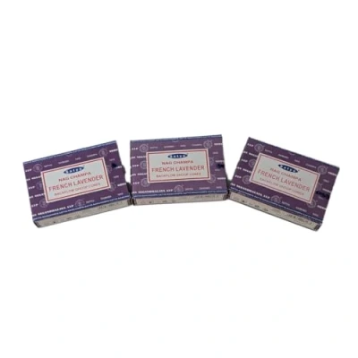 Image of Satya Nag Champa Incense Backflow, 12 Cones X 3 Packs, One Size with JRose Trolley Coin (3 French Lavender)