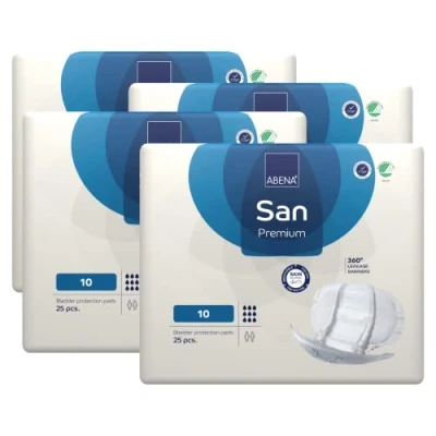 Image of ABENA San Premium Mens &amp; Womens Incontinence Pads, Breathable Comfortable, Fast Absorption, Discreet Effective Shaped Pads for Men/Women 10, 2800ml Absorbency, 4x 25PK
