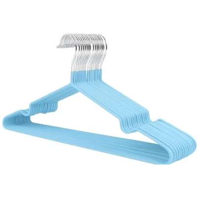 Image of 1Above 25x Premium Rubber Coated Metal Hangers Heavy Duty Space Saving Organiser Clothes for Wardrobes Coat Rack Rails Thin and Non Slip Chrome (BLUE)